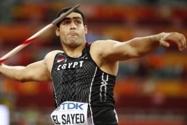 Egypt's Ihab Abdelrahman El Sayed competes during the men's Javelin Throw final of the Beijing 2015 IAAF World Championships at the National Stadium, also known as Bird's Nest, in Beijing, China, 26 August 2015.