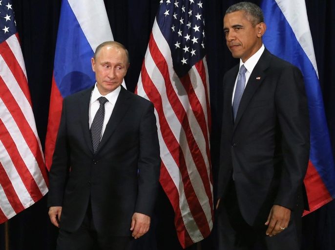 Russian President Vladimir Putin (L) and US President Barack Obama (R) pose for photographs before the start of a bilateral meeting at the United Nations headquarters in New York City, New York, USA, 28 September 2015. Putin and Obama are in New York City to attend the 70th anniversary general assembly meetings.
