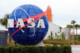 CAPE CANAVERAL, FL - JANUARY 21: Logo of NASA is seen at the Kennedy Space Center in Cape Canaveral Air Force Station in Florida, United States on January 21, 2015.