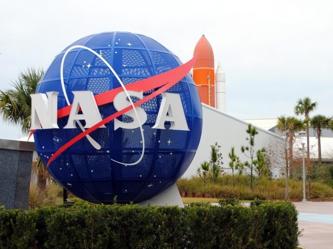 CAPE CANAVERAL, FL - JANUARY 21: Logo of NASA is seen at the Kennedy Space Center in Cape Canaveral Air Force Station in Florida, United States on January 21, 2015.