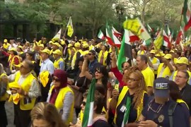 مظاهرة أمام الأمم المتحدة للتنديد بسياسات الحكومة الإيرانية