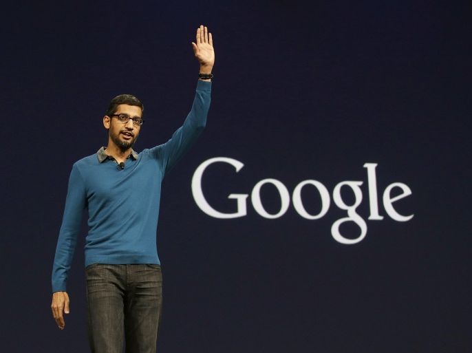 File - In this Thursday, May 28, 2015 file photo, Sundar Pichai, senior vice president of Android, Chrome and Apps, waves after speaking during the Google I/O 2015 keynote presentation in San Francisco. Google is creating a new company, called Alphabet, to oversee its highly lucrative Internet business and a growing flock of other ventures, including some — like building self-driving cars and researching ways to prolong human life — that are known more for their ambition than for turning an immediate profit. Pichai will become CEO of Google's core business, including its search engine, online advertising operation and YouTube video service. (AP Photo/Jeff Chiu, File)
