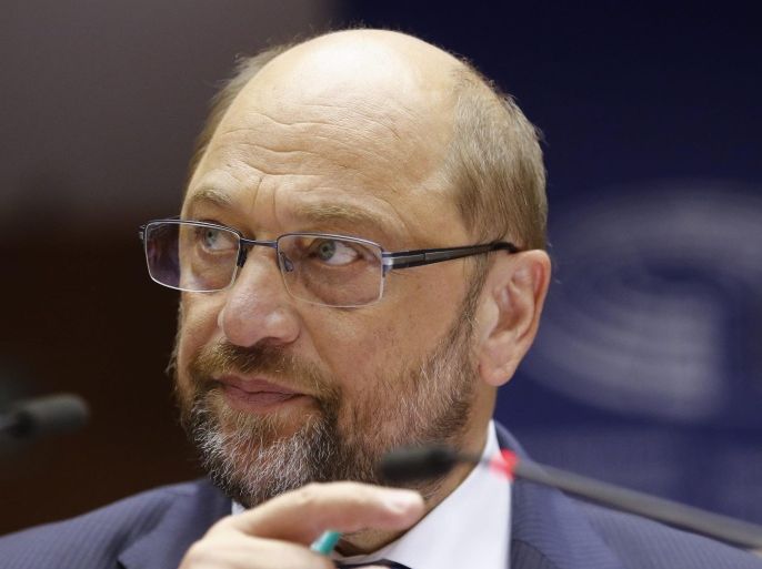 President of the European Parliament, Martin Schulz at a debate during a mini plenary session of the European parliament in Brussels, Belgium, 16 September 2015. Parliament focus mainly on outcome of 14 September's Justice and Home Affairs Council on both urgent and permanent measures to deal with the migration and refugees crisis.