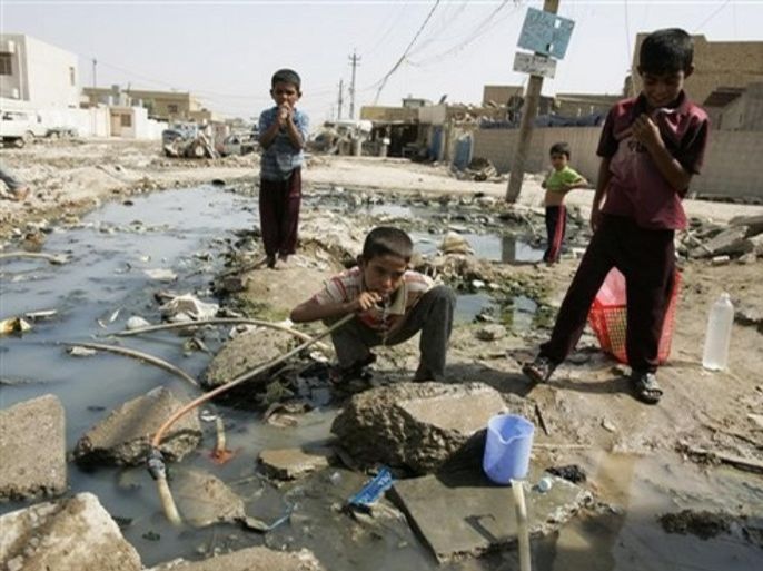 Iraqi boy drinks from a broken pipe in the Shiite enclave of Sadr City in Baghdad, Iraq, Saturday, Sept. 13, 2008. Five people died in the latest Cholera outbreak in Iraq. Cholera is a waterborne gastrointestinal disease.