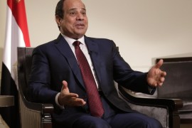 Egyptian President Abdel Fattah el-Sisi answers questions during an interview, Saturday, Sept. 26, 2015, in New York. Sisi discussed various issues including Egypt's role in the Middle East, his country's work on an expansion project to the Suez Canal, and relations with the United States. (AP Photo/Julie Jacobson)