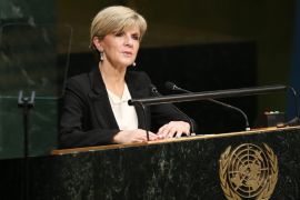 Australian Foreign Minister Julie Bishop delivers her address during the United Nations Sustainable Development Summit which is taking place for three days before the start of the 70th session General Debate of the United Nations General Assembly at United Nations headquarters in New York, New York, USA, 27 September 2015.