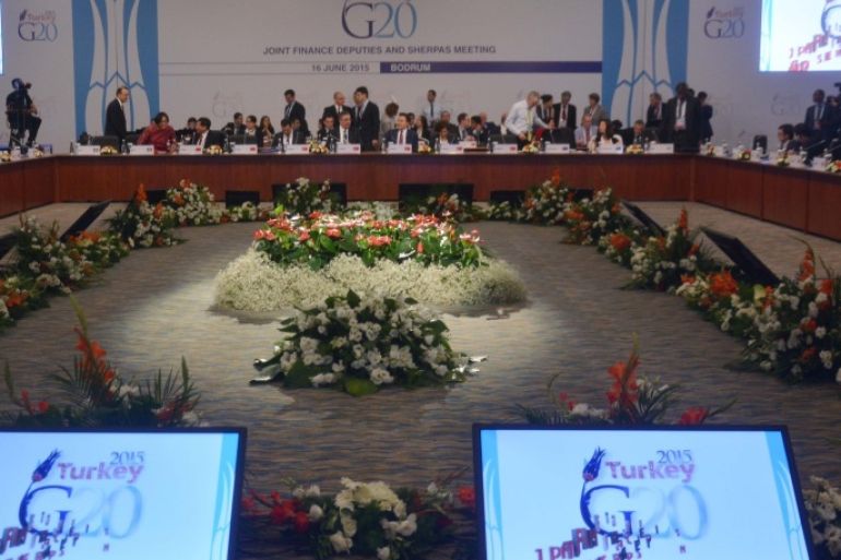 MUGLA, TURKEY - JUNE 17: Deputy Prime Minister Ali Babacan presides at G20 Joint Finance Deputies and Sherpas Meeting in Mugla southwest of Turkey on June 17, 2015.