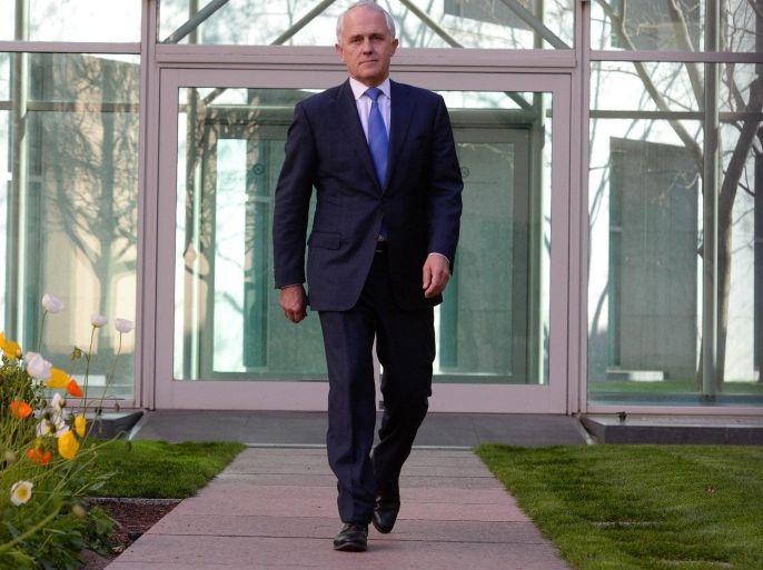 Australian Federal Minister for Communications Malcolm Turnbull prior to a press conference at Parliament House in Canberra, Australia, 14 September 2015. Turnbull announced that he would challenge Australian Prime Minister Tony Abbott for the leadership of the Liberal National Party. EPA/SAM MOOY AUSTRALIA AND NEW ZEALAND OUT