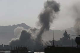 Smokes rise above a neighborhood during airstrikes carried out by the Saudi-led coalition targeting a Houthi-held army base in Sana'a, Yemen, 10 September 2015. According to reports, the Saudi-led coalition continued to step up airstrikes on Houthi-held positions and neighborhoods in Sana'a and several cities of the war-torn Yemen as a reported large pro-government force, consisting of exiled Yemeni governments loyalists and coalition troops, is preparing to enter the Houthi-held Sanaa.