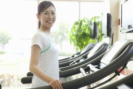 Women walking on treadmill
