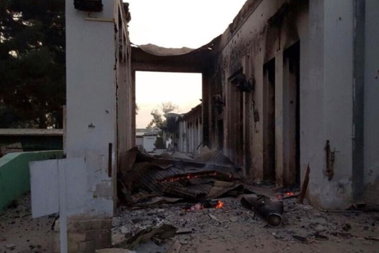The burned Doctors Without Borders hospital is seen after explosions in the northern Afghan city of Kunduz, Saturday, Oct. 3, 2015. Doctors Without Borders announced that the death toll from the bombing of the group's Kunduz hospital compound has risen to at least 16, including 3 children and that tens are missing after the explosions that may have been caused by a U.S. airstrike. In a statement, the international charity said the "sustained bombing" took place at 2:10 a.m. (21:40 GMT). Afghan forces backed by U.S. airstrikes have been fighting to dislodge Taliban insurgents who overran Kunduz on Monday. (Médecins Sans Frontières via AP)