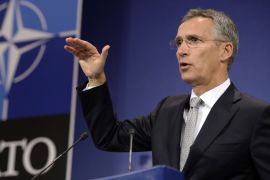 STR213 - Brussels, -, BELGIUM : NATO Secretary General Jens Stoltenberg addresses a press conference at the NATO headquarters in Brussels, on October 6, 2015, ahead of a meeting of the alliance's defence ministers later this week. NATO Secretary General Jens Stoltenberg said Tuesday that Russian violations of Turkish airspace were "not an accident" after Turkey complained of two incursions by Moscow's jets. NATO defence ministers meet in Brussels on October 8 to review progress on boosting the alliance's rapid response force, largely drawn up in response to the Ukraine crisis. AFP PHOTO / THIERRY CHARLIER
