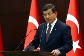 Turkish Prime Minister Ahmet Davutoglu speaks in Ankara, Turkey, Monday, Sept. 7, 2015, a day after Turkey's military announced Monday that 16 soldiers were killed and six others were wounded in a Kurdish rebel attack against troops in southeast Turkey on Sunday. The attack was the deadliest assault on Turkish troops since renewed fighting between the rebels and Turkey's security forces erupted in July, shattering a fragile peace.(AP Photo/Hakan Goktepe, Pool)