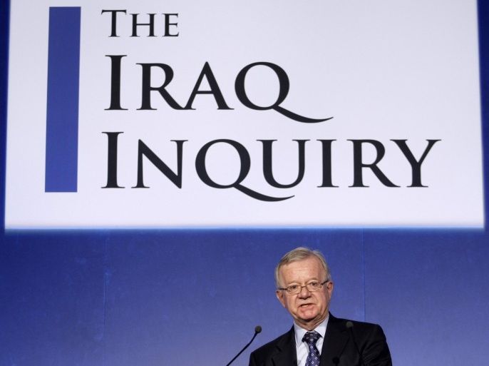 FILE - In this Thursday, July 30, 2009 file photo, John Chilcot, the chairman of the Iraq Inquiry, speaks to the media as the inquiry gets underway in London. The Iraq-war inquiry chairman pledged in a letter released Thursday, Oct. 29, 2015 that his long-awaited report will be published next summer, disappointing Britain’s prime minister and families of slain service personnel who were hoping that it would happen sooner. John Chilcot’s new estimated time of delivery comes after months of pressure to complete the investigation, which began in 2009. The inquiry into decisions and mistakes in Britain's planning and execution of the war has been delayed in part by a process that gives those who are criticized a chance to respond. (AP Photo/Matt Dunham, file)