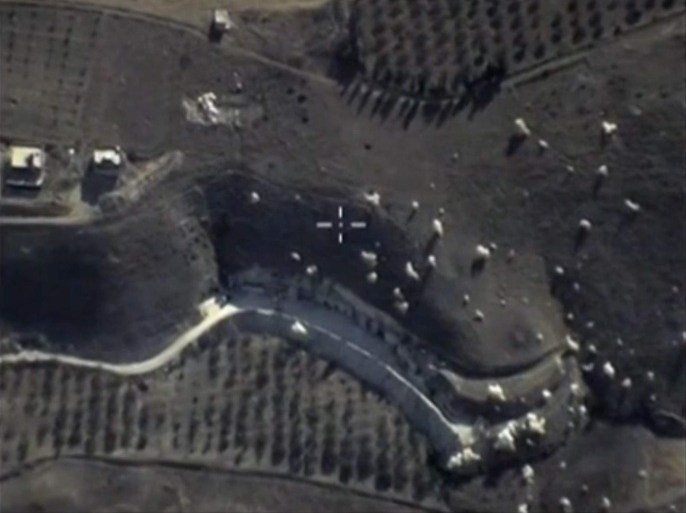 A handout frame grab taken from a video footage made available on the official website of the Russian Defence Ministry on 01 October 2015 shows strikes carried out by Russian warplanes located at the Syrian airfield Hmeymim against the international terrorist organization so-called Islamic State (ISIS or IS) in Syria, 30 September 2015. Russia said on 30 September 2015 it had begun airstrikes against the Islamic State terrorist group in war-torn Syria. EPA/RUSSIAN DEFENCE MINISTRY PRESS SERVICE