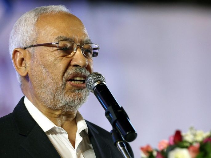 Tunisian Leader of the Islamist Ennahda party, Rachid Ghannouchi speaks during The opening of the Second Conference of Youth Ennahda University in Tunis,Tunisia 16 October 2015