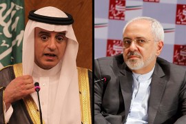 كومبو يجمع ما بين صورتي وزيري الخارجية السعودي عادل الجبير Adel al-Jubeir