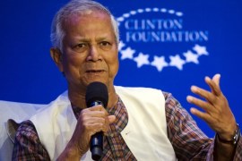 Muhammad Yunus, Nobel Peace Prize Laureate, takes part in a panel during the Clinton Global Initiative's annual meeting in New York, September 28, 2015. REUTERS/Lucas Jackson