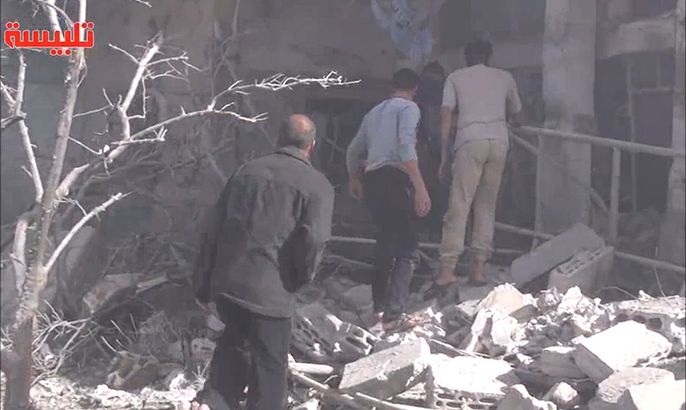 آثار الغارات الروسية على مدينة تلبيسة بريف حمص