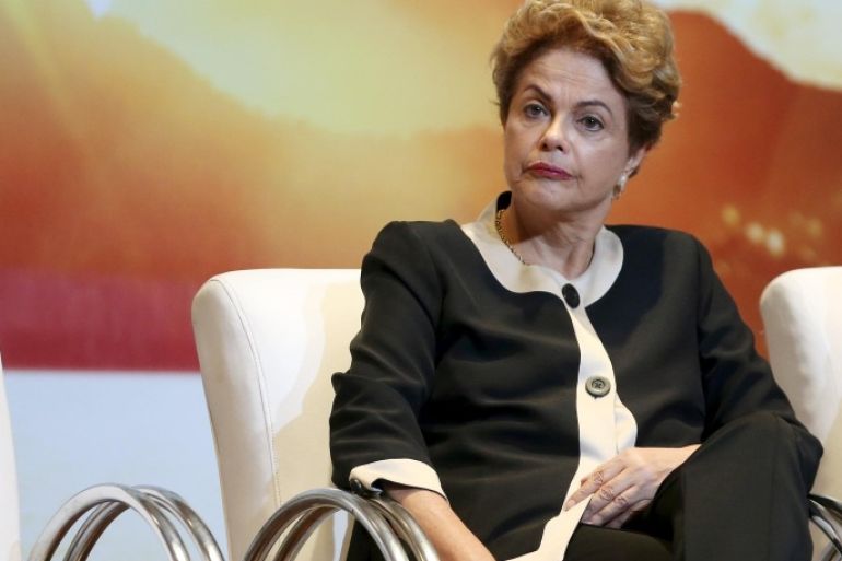 Brazil's President Dilma Rousseff looks on during the launch ceremony of the "Olympic Year for Tourism" in Brasilia, Brazil October 7, 2015.REUTERS/Adriano Machado