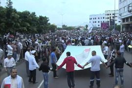 الآف المغاربة يشاركون فـي مسيرة بالدار البيضاء تندد بالممارسات الإسرائيلية في الأراضي الفلسطينية المحتلة