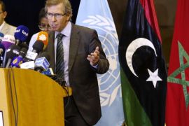 U.N. representative for Libya, Bernardino Leon, gestures as he addresses reporters in Skhirat, Morocco, Monday, Sept. 21, 2015. U.N. envoy Leon announced late Monday that the Libyan peace talks are completed and an agreement will be presented to all parties for signing after the Eid al-Adha holiday. (AP Photo/Abdeljalil Bounhar)