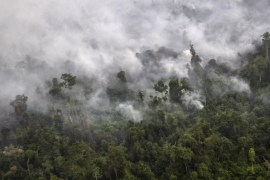 A forest fire is seen from a helicopter operated by the National Agency for Disaster Management (BNPB) over Langgam District, Riau province on the island of Sumatra in this September 23, 2015 file photo taken by Antara Foto. Home to the world's third-largest tropical forests â€“ and the world's fifth-largest emitter of greenhouse gases mainly due to their destruction - Indonesia will be one of the countries in the spotlight at December's U.N. climate change conference in Paris. The meeting will try to get legally binding commitments from the 190 member nations to slash greenhouse gases. To match Insight INDONESIA-FORESTS/ REUTERS/Regina Safri/Antara FotoATTENTION EDITORS - THIS IMAGE HAS BEEN SUPPLIED BY A THIRD PARTY. IT IS DISTRIBUTED, EXACTLY AS RECEIVED BY REUTERS, AS A SERVICE TO CLIENTS. FOR EDITORIAL USE ONLY. NOT FOR SALE FOR MARKETING OR ADVERTISING CAMPAIGNS. MANDATORY CREDIT. INDONESIA OUT. NO COMMERCIAL OR EDITORIAL SALES IN INDONESIA.