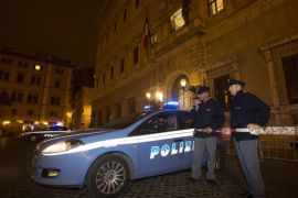 Policemen outside French Embassy in Rome, Italy, 14 November 2015 after the attacks in Paris, France. At least 60 people have been killed in a series of attacks in the French capital Paris, with a hostage-taking also reported at a concert hall.