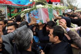 Iranians carry the coffin of member of Iranian revolutionary guards Abdollah Bagheri who was killed in the Syria fighting, during the funeral ceremony in Tehran, Iran, 29 October 2015. Reports said Bagheri, who was a bodyguard of former president Mahmoud Ahmadinejad, was killed in Syria last week during fighting with Islamic State (IS) militants near Aleppo.