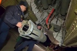 A frame grab taken from a footage released by Russia's Defence Ministry, November 17, 2015, shows Russian ground staff members loading a long-range bomber with weapons at the Hmeymim air base near Latakia, Syria. Russia said on Tuesday it had stepped up air strikes against Islamist militants in Syria with long-range bombers and cruise missiles after the Kremlin said it wanted retribution for those responsible for blowing up a Russian airliner over Egypt. REUTERS/Ministry of Defence of the Russian Federation/Handout via Reuters ATTENTION EDITORS - THIS PICTURE WAS PROVIDED BY A THIRD PARTY. REUTERS IS UNABLE TO INDEPENDENTLY VERIFY THE AUTHENTICITY, CONTENT, LOCATION OR DATE OF THIS IMAGE. EDITORIAL USE ONLY. NOT FOR SALE FOR MARKETING OR ADVERTISING CAMPAIGNS. NO RESALES. NO ARCHIVE. THIS PICTURE IS DISTRIBUTED EXACTLY AS RECEIVED BY REUTERS, AS A SERVICE TO CLIENTS.