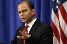Deputy U.S. national security adviser Ben Rhodes speaks during a press briefing on Martha's Vineyard, Massachusetts as U.S. Barack Obama continues his vacation on the island, in this August 22, 2014 file photo. To match Special Report USA-DIPLOMACY/OBAMA REUTERS/Kevin Lamarque/Files (UNITED STATES - Tags: POLITICS)