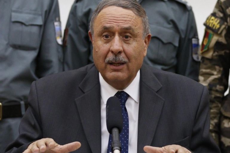 Afghan Interior Minister General Nur ul-Haq Ulumi speaks during a press conference on the situation in Kunduz, at the President office in Kabul, Afghanistan, 29 September 2015. Afghan President Ashraf Ghani vows that the army will retake control over a key northern city captured by Taliban rebels the day before. Reinforcements, including special forces and commandos are either there or on their way there, Ghani added.