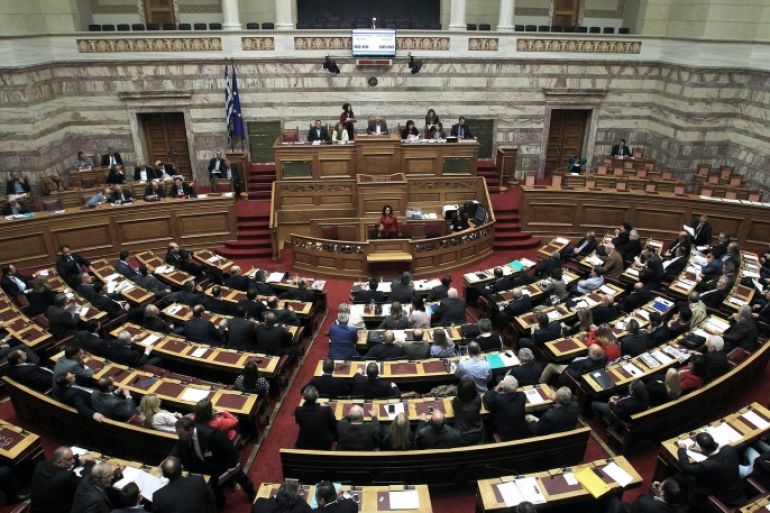 General view of a parliamentary session on a reform bill vote, in Athens, Greece, 19 November 2015. The government's omnibus bill on prior actions was approved by the Greek parliament on 19 November evening with 153 votes in favour and 137 votes against the legislation.