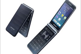 South Korea's tech giant Samsung Electronics Co. announced in Seoul, South Korea, 28 July 2015, that it has commenced sales of its second flip-style smartphone in line with its efforts to diversify its handset portfolio. The photo shows an image of the Galaxy Folder. EPA/YONHAP SOUTH KOREA OUT