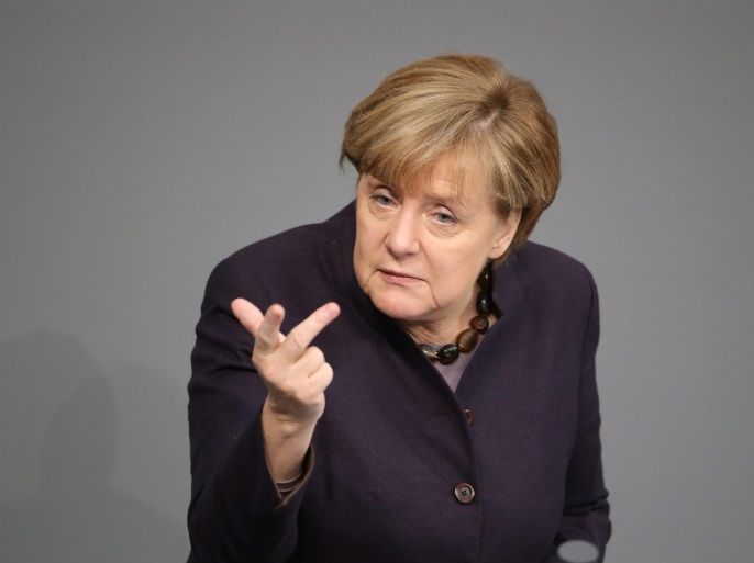 German Chancellor Angela Merkel speaks during the budget debate in the German Bundestag in Berlin, Germany, 25 November 2015.