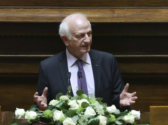 Moroccan Andre Azoulay winner of the North-South Prize of the Council of Europe 2014 delivers his speech during the XX Award Ceremony of the North-South Prize of the Council of Europe held at the Portuguese Parliament in Lisbon, Portugal, 01 July 2015.