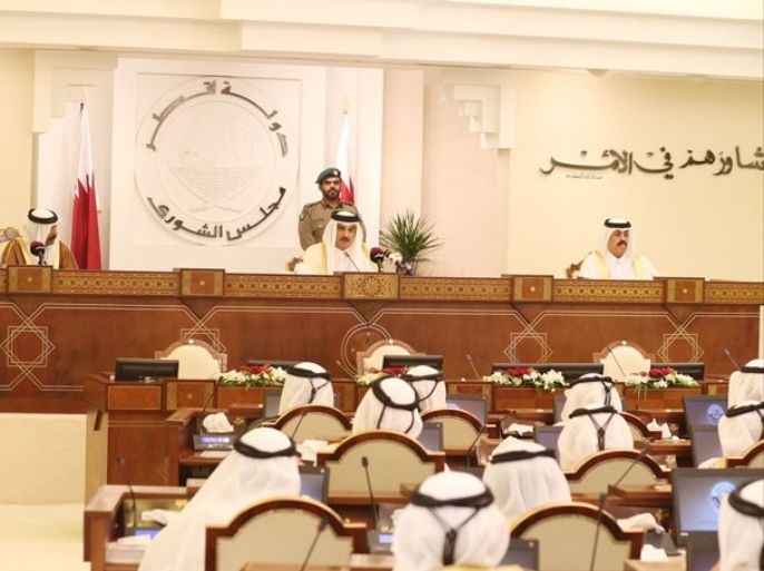 أمير قطر الشيخ تميم بن حمد آل ثاني في افتتاح الدورةالرابعة والأربعين لمجلس الشورى