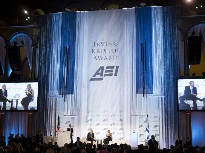 Israeli Prime Minister Benjamin Netanyahu speaks at the American Enterprise Institute annual dinner in Washington November 9, 2015. REUTERS/Joshua Roberts