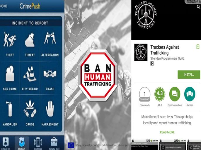 Human trafficing apps .. Ban Human Trafficing + Crime Push + Truckers against trafficing