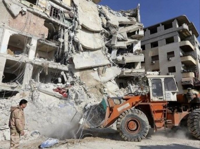 آثار القصف الذي استهدف سمير القنطار وآخرين في جرمانة بريف دمشق