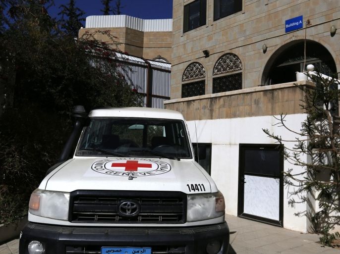 International Committee of the Red Cross (ICRC) logo is seen on a vehicle at a parking, a day after a Tunisian national working for the ICRC in Yemen was abducted, in Sanaa, Yemen, 02 December 2015. According to reports, gunmen abducted two ICRC staff members on their way to work on 01 December in the Yemeni capital. One of them, a Yemeni national, was released unharmed few hours later, while the Tunisian woman is still being held.