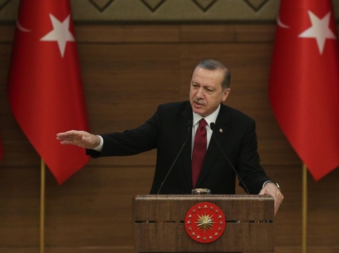 أردوغان تحدث خلال تجمع بالعاصمة أنقرة اليوم عن الانتقال في تركيا من النظام البرلماني إلى النظام الرئاسي ديسمبر 2015
