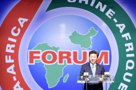 A handout picture provided by the South African Government Communication and Information System (GCIS) shows Chinese President Xi Jinping addressing delegates at the opening of the Forum on China-Africa Co-operation (Focac) Summit being held in Sandton, Johannesburg, South Africa, 04 December 2015. China has announced 60 billion dollars of assistance and loans for Africa to help with the development of the continent. The summit lasts 2 days and ends on 05 December. EPA/ELMOND JIYANE/GCIS/HANDOUT