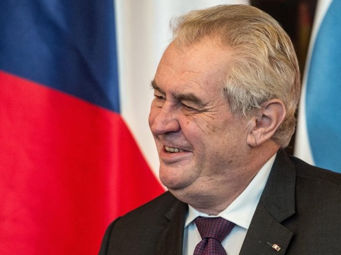 (FILE) A picture dated 02 December 2015 shows Czech President Milos Zeman at the Prague Castle in Prague, Czech Republic. Athens on 22 December 2015 ordered its ambassador in Prague to return to Greece in a dispute over alleged comments made by the Czech president over the country's place in the eurozone. According Czech media, Czech President Milos Zeman had said a few days before that he was 'disappointed' that Greece did not leave the eurozone in the summer.