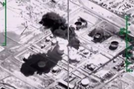 A handout frame grab from video footage published on the official website of the Russian Defence Ministry 18 November 2015 shows smoke rising after strike carried out by a Russian Su-34 bomber against what Russia says was Islamic State (ISIS or IS) oil refining plant. Russian aviation has significantly increased the intensity of strikes against what Russia says were Islamic State targets in Syria. EPA/RUSSIAN DEFENCE MINISTRY PRESS SERVICE BEST QUALITY AVAILABLE/HANDOUT EDITORIAL USE ONLY/NO SALES