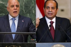 كومبو ل Egypt's President Abdel Fattah al-Sisi وIraqi Prime Minister Haider Al Abadi