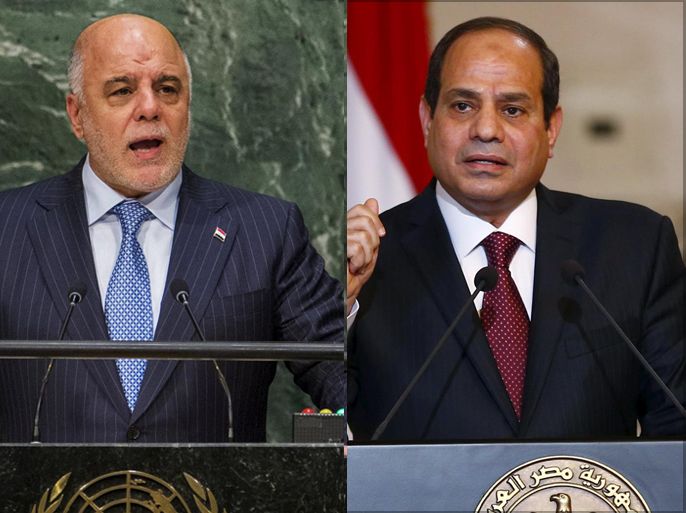 كومبو ل Egypt's President Abdel Fattah al-Sisi وIraqi Prime Minister Haider Al Abadi