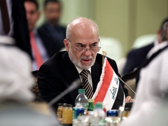 Iraqi Foreign Minister Ibrahim al-Jaafari speaks during the fifth session of the Iraqi-Kuwaiti Joint Supreme Ministerial Committee in Kuwait City on December 22, 2015. The session will continue for two days and aims to strengthen bilateral relations between the two countries. AFP PHOTO