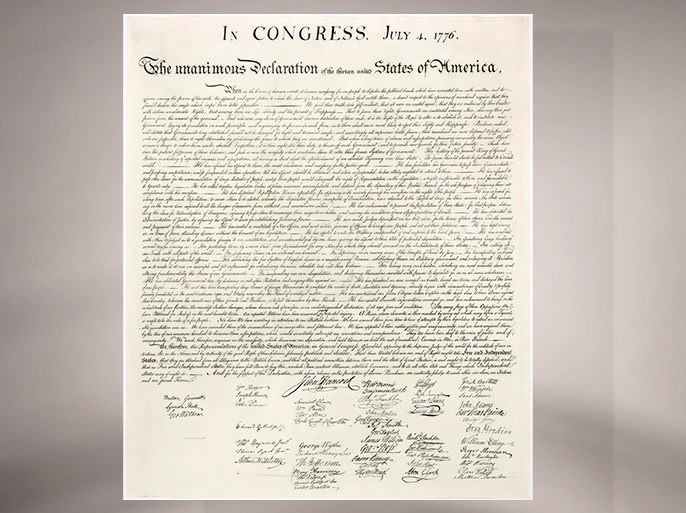 وثيقة إعلان استقلال أميركا عام 1776