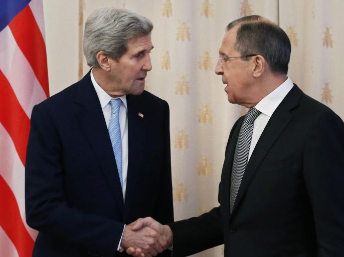 US Secretary of State John Kerry (L) meets with Russian Foreign Minister Sergei Lavrov (R), in Moscow, Russia, 15 December 2015. Kerry is in Moscow to discuss the Syrian conflict.